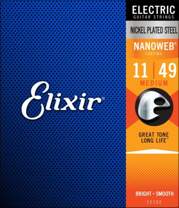 Elgitarrsträngar Elixir Electric Nickel Plated Steel (Medium) NANOWEB 011-049 (strängset för elgitarr) Gitarrsträngar