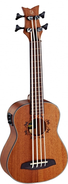 Ortega Ukulele LIZZY-BSFL-GB ("Basukulele", bandlös, fretless, med mick, med gigbag))