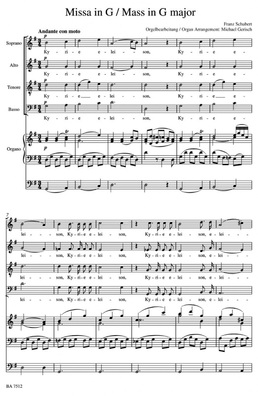 Schubert, Franz: Messe in G/Mass in G major D 167 (Arranged for Soloists, Choir and Organ) Klaverutdrag