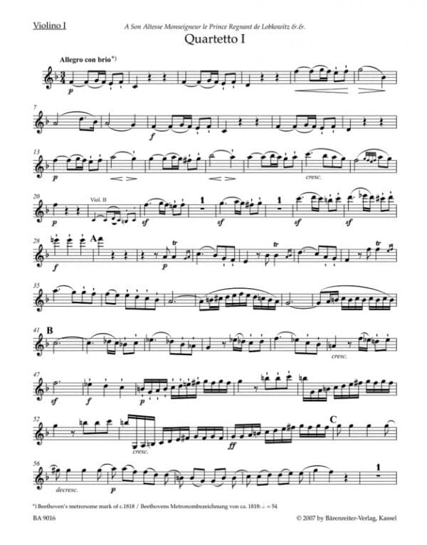 Beethoven, Ludwig van: Streichquartette/String Quartets op. 18 (stämmor, urtext) Kammarmusik/Ensemble