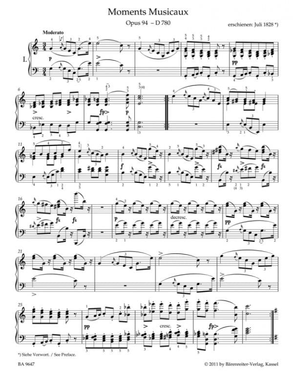 Schubert, Franz: Moments Musicaux op.94 – D 780 (urtext) Noter