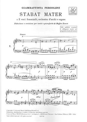 Pergolesi, Giovanni Battista: Stabat mater (klaverutdrag) Noter