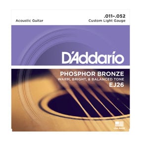 D’Addario EJ26 Phosphor Bronze Acoustic Guitar Strings, Custom Light, 11-52, Gitarrsträngar Sats Gitarrsträngar