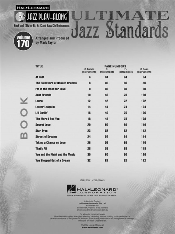 Hal Leonard Jazz Playalong: Vol. 170 Ultimate Jazz Standards (Bok + 2 CD)