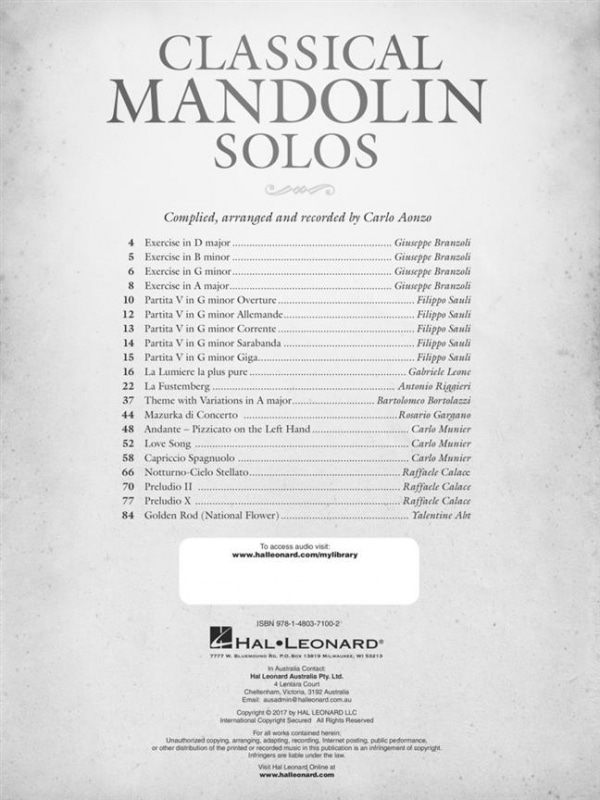 Aonzo, Carlo: Classical Mandolin Solos (bok + online audio access) Aonzo, Carlo: Classical Mandolin Solos (bok + online audio access) Mandolin