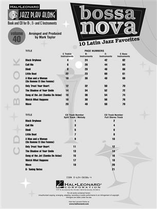 Hal Leonard Jazz Playalong: Vol. 40 bossa nova 10 Latin Jazz Favorites Jazz Playalong/Aebersold