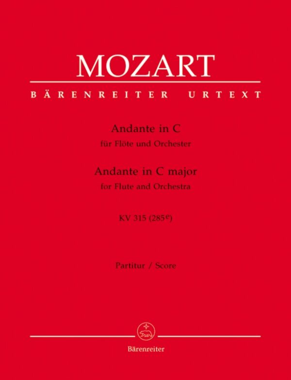 Mozart, Wolfgang Amadeus: Andante for Flute and Orchestra in C major K. 315 (285e) (partitur, urtext) Noter