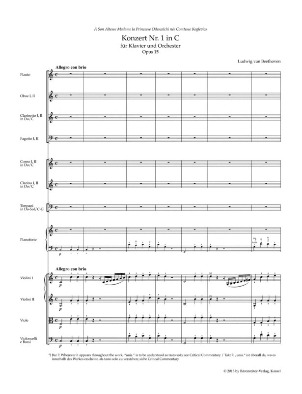 Beethoven, Ludwig van: Beethoven, Ludwig van Concerto for Pianoforte and Orchestra no. 1 in C major op. 15 (urtext) Studiepartitur