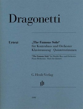 Dragonetti, Domenico: ”The Famous Solo” for Double Bass and Orchestra  (pianoutdrag med stämmor för kvintett, urtext) Kammarmusik/Ensemble