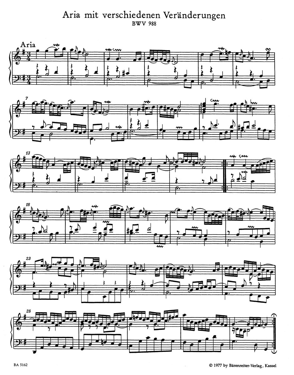 Bach, Johann Sebastian: Goldberg Variations BWV 988 Fourth Part of the Clavier Übung (urtext, UTAN fingersättningar)) Bach, Johann Sebastian: Goldberg Variations BWV 988 Fourth Part of the Clavier Übung (urtext, UTAN fingersättningar)) Noter