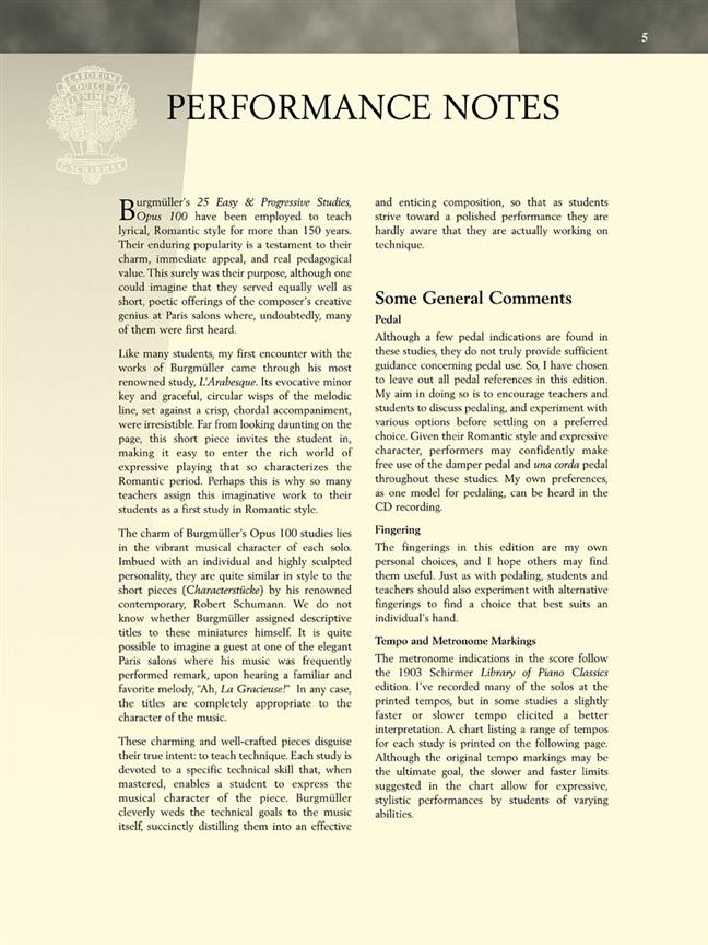 Burgmüller, Johann Friedrich: 25 Progressive Studies Op. 100 (bok + online audio)