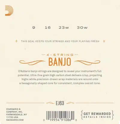 D'Addario EJ63 Strängar till tenorbanjo Nickel-Plated Steel (set)