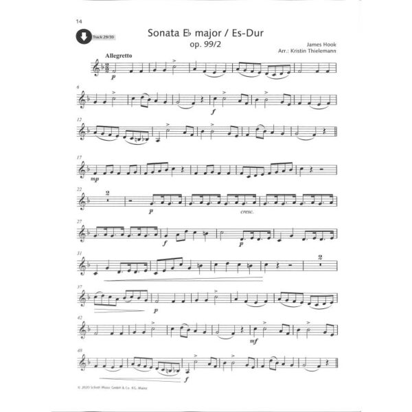 Hook, James: Sonatas and Concert Pieces for Trumpet in Bb and piano (Schott Trumpet Classics) Bleckblås: Trumpet, Valthorn, Althorn, Trombon, Tuba
