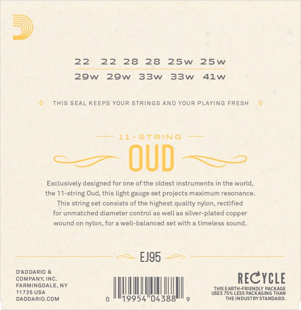 D’Addario EJ95, Strängar till 11-strängad Oud (Silver-plated Copper) D’Addario EJ95, Strängar till 11-strängad Oud (Silver-plated Copper) Strängar Oud