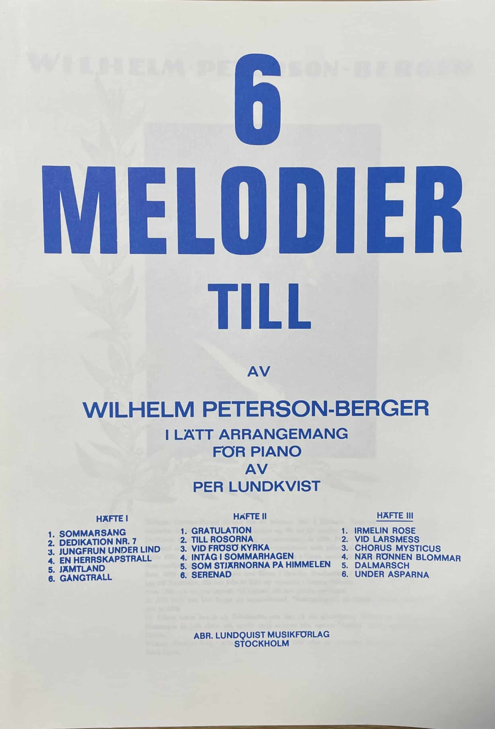 6 melodier till i lätt arrangemang för piano