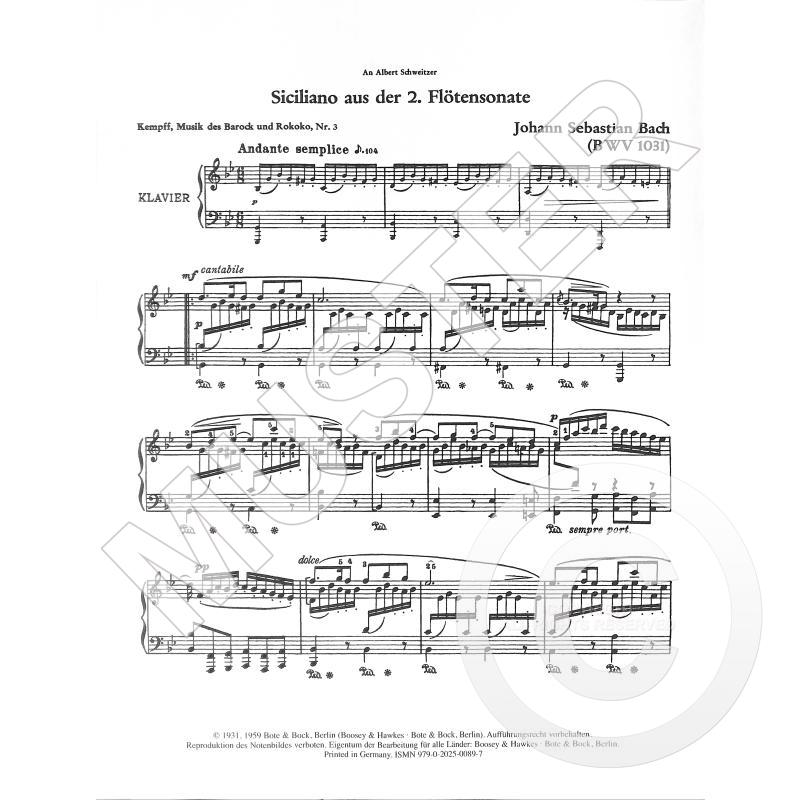Bach, J.S: Siciliano aus der 2. Flötensonate BWV 1031 (piano solo)