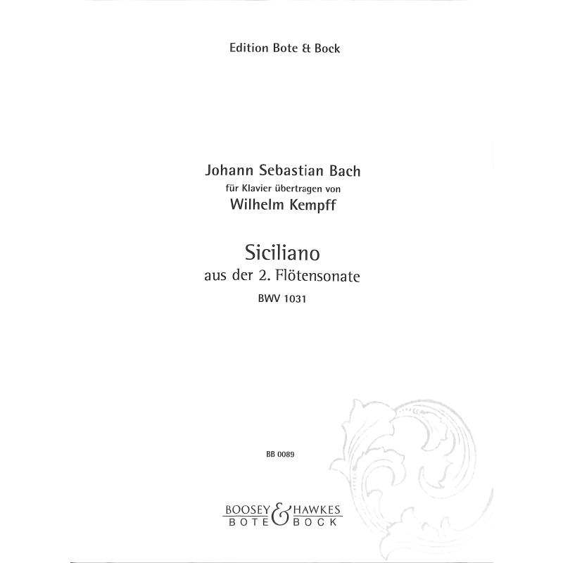 Bach, J.S: Siciliano aus der 2. Flötensonate BWV 1031 (piano solo)
