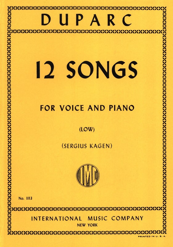 Duparc, Henri: 12 songs for voice and piano (low) Noter