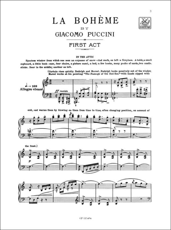 Puccini, Giacomo: La Boheme (Klaverutdrag) Noter
