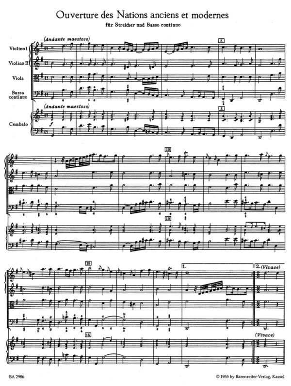 Telemann, Georg Philipp: Ouverture des Nations anciens et modernes für Streicher und Basso continuo G-Dur TWV 55:G4 Partitur/Studiepartitur