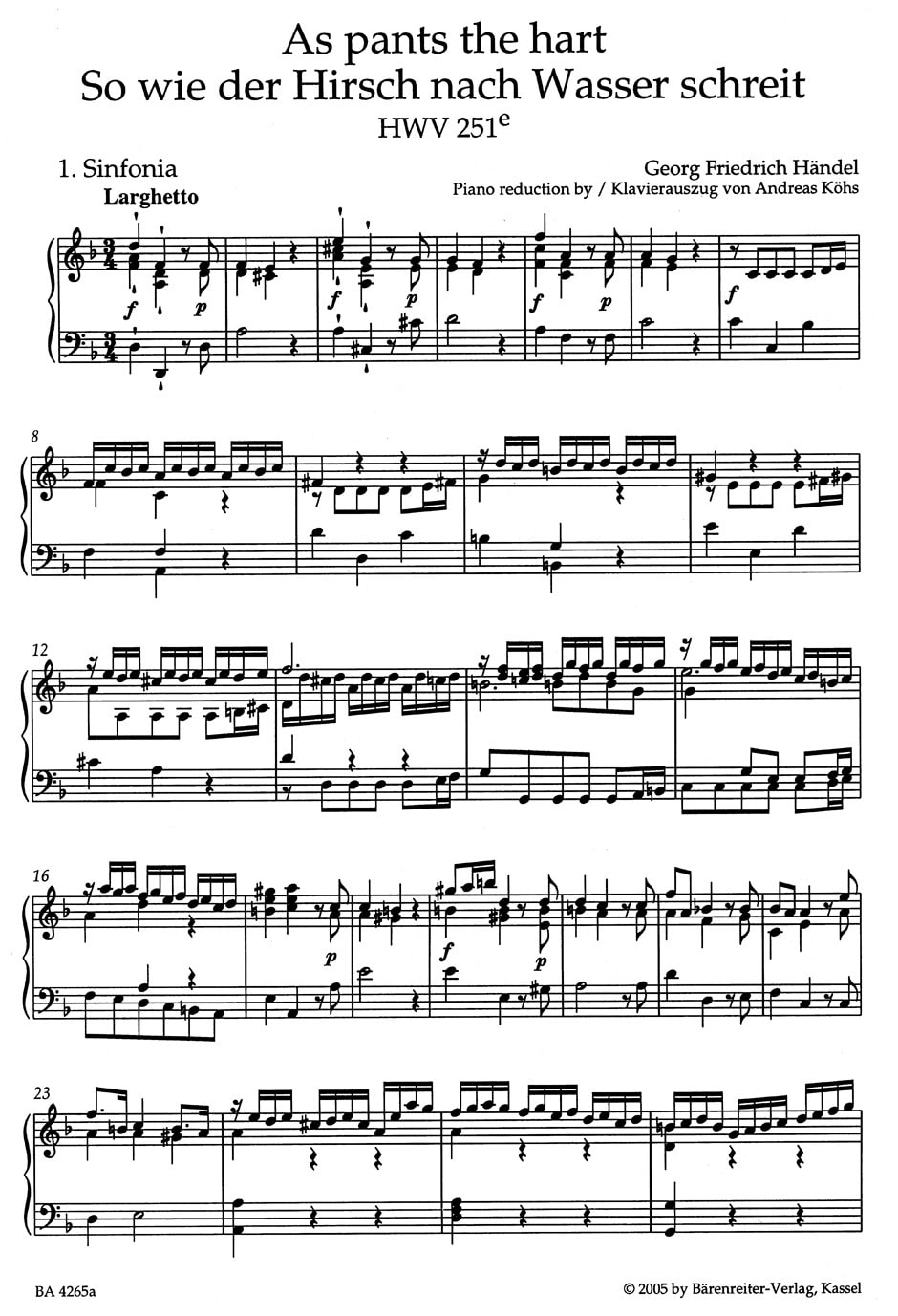 Handel, George Frideric: As pants the hart HWV 251e