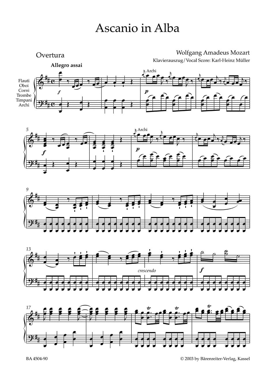 Mozart, Wolfgang Amadeus: Ascanio in Alba K. 111 -Festa teatrale in two acts-