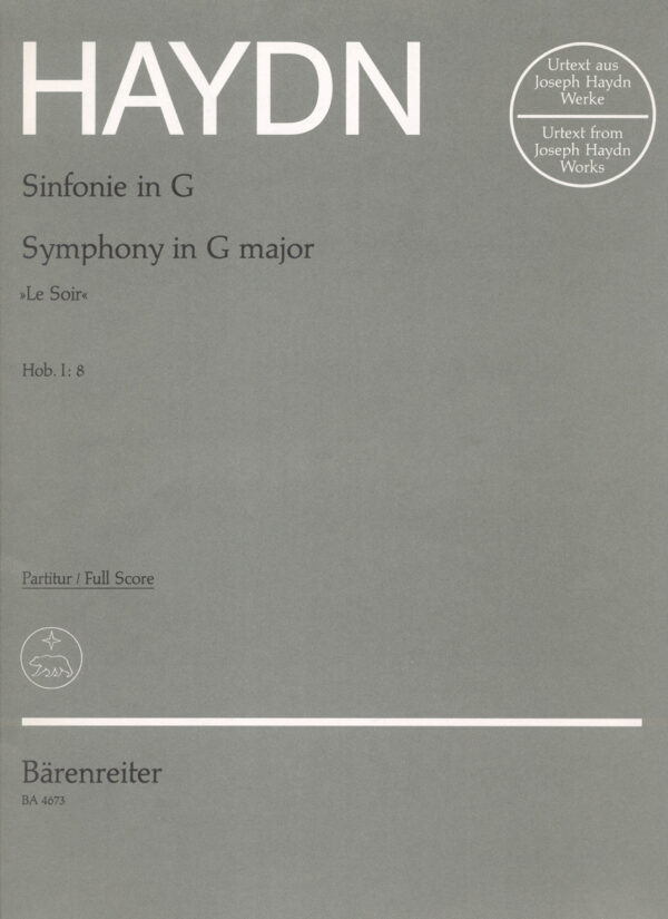 Haydn, Joseph: Symphony Nr. 8 G major Hob.I:8 ”Le Soir” -With 2 violino concertato- Partitur/Studiepartitur