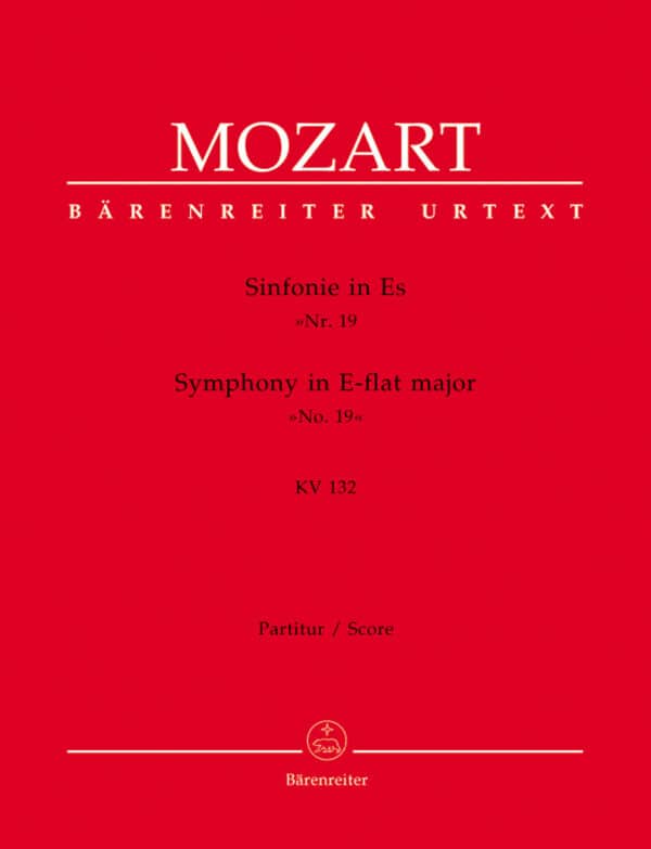 Mozart, Wolfgang Amadeus: Symphony Nr. 19 E-flat major K. 132 Partitur/Studiepartitur