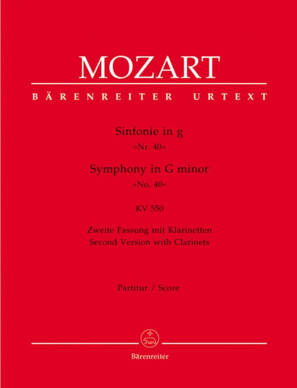 Mozart, Wolfgang Amadeus: Symphony Nr. 40 G minor K. 550 (Second version with clarinets) Partitur/Studiepartitur