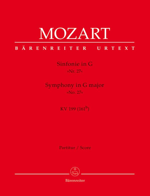 Mozart, Wolfgang Amadeus: Symphony Nr. 27 G major K. 199 (161b) Partitur/Studiepartitur