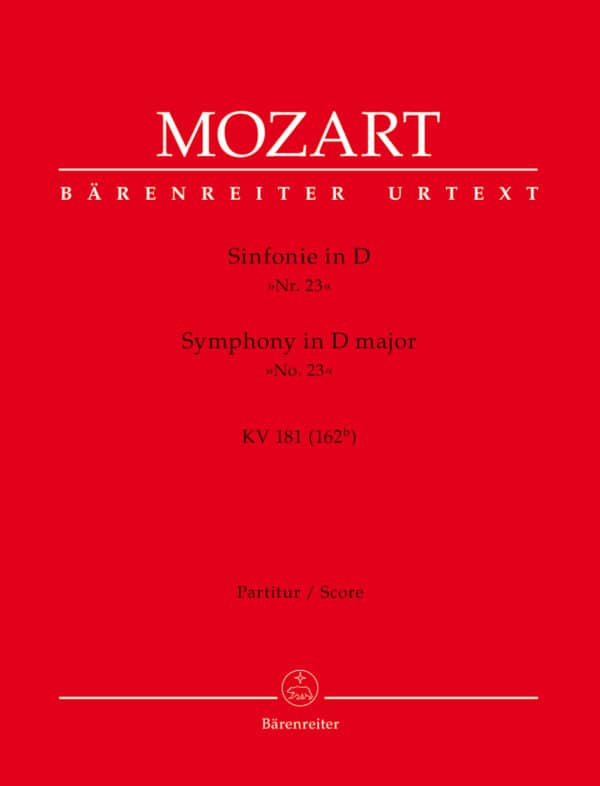 Mozart, Wolfgang Amadeus: Symphony Nr. 23 D major K. 181 (162b) Partitur/Studiepartitur