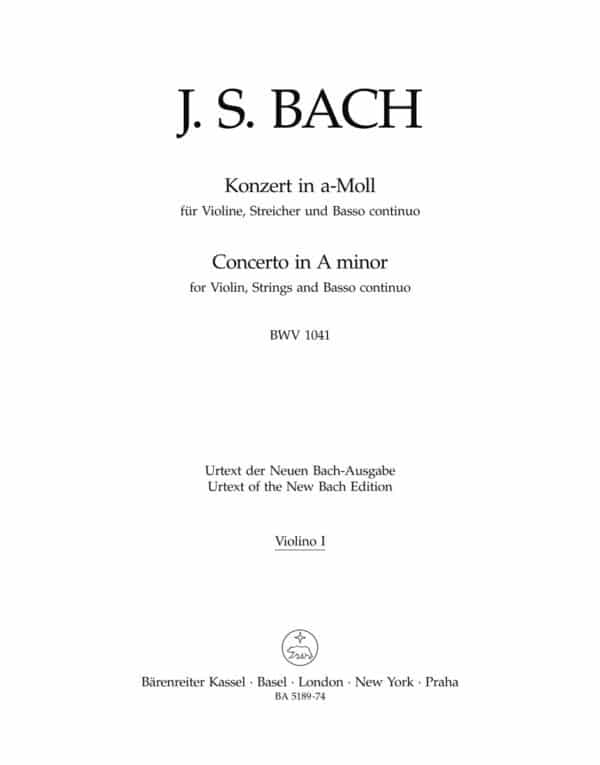 Bach, Johann Sebastian: Concerto for Violin, Strings and Basso Continuo A minor BWV 1041 Gitarr