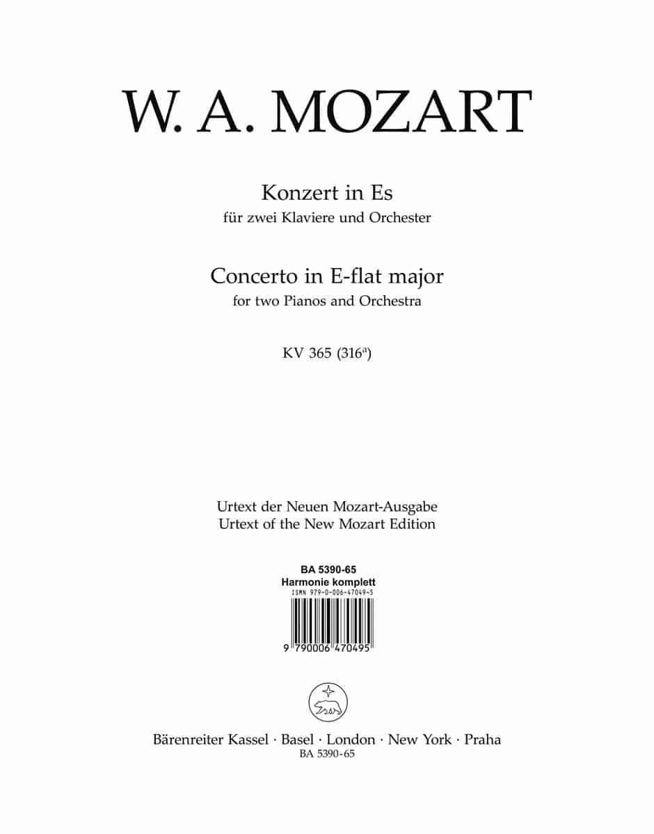 Mozart, Wolfgang Amadeus: Concerto for two Pianos and Orchestra Nr. 10 E-flat major K. 365 (316a)