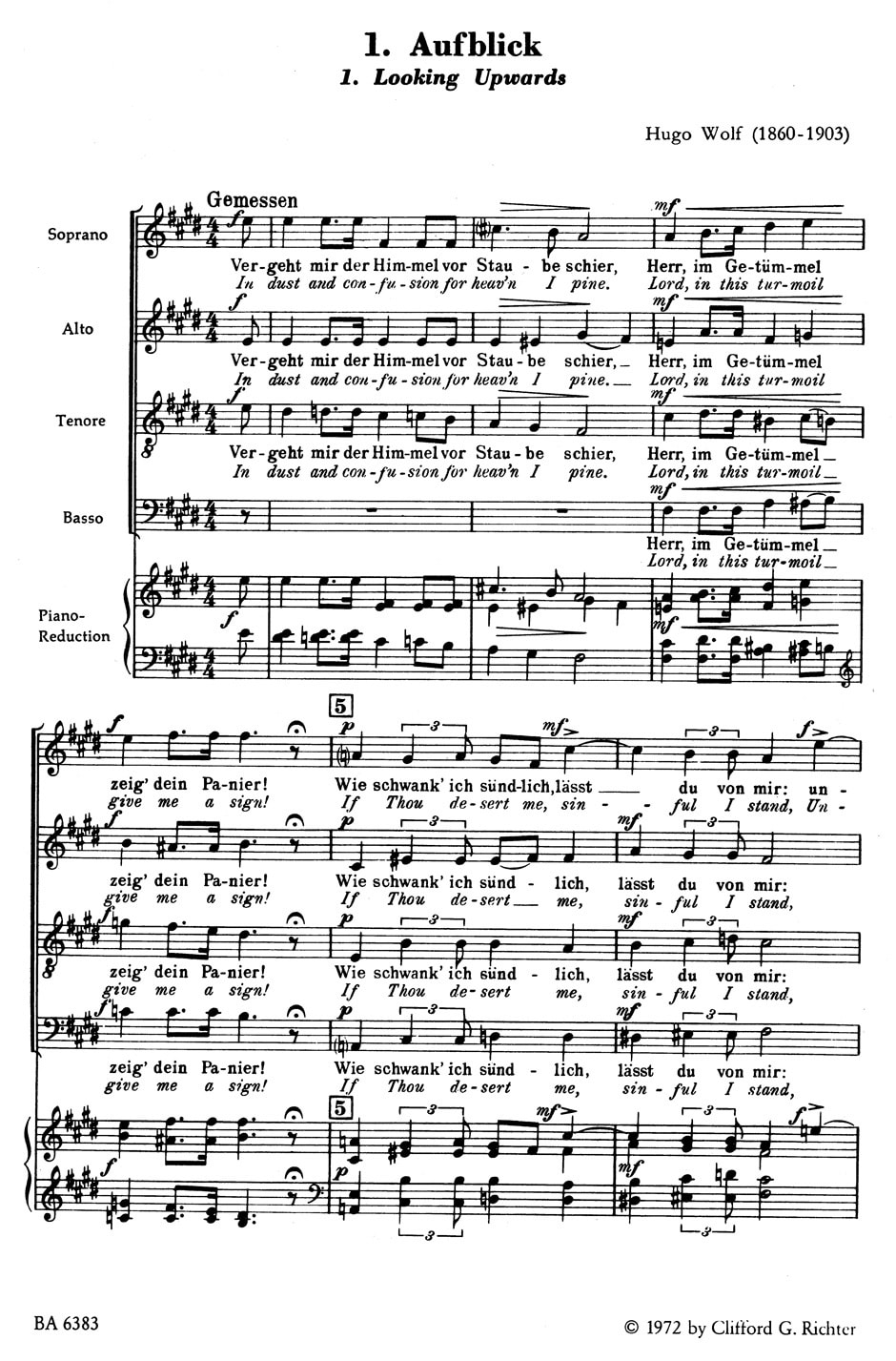 Wolf, Hugo: six geistliche Lieder nach Gedichten von Joseph von EichendOrff instr.