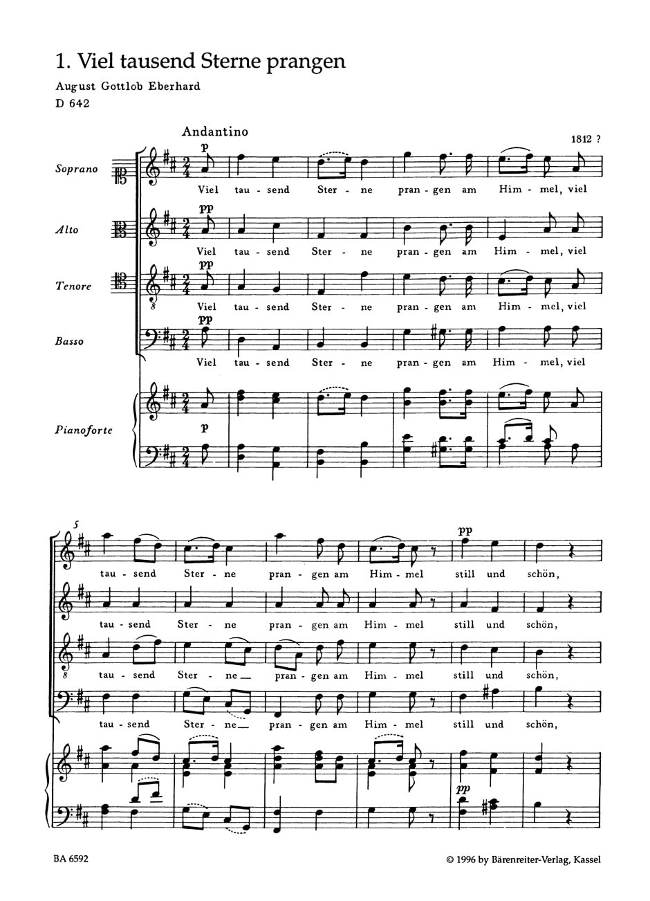 Schubert, Franz: Mehrstimmige Gesänge für gemischte Stimmen und Klavier -5 Chöre, Einzelausgabe aus der Neuen Scheubert-Ausgabe-