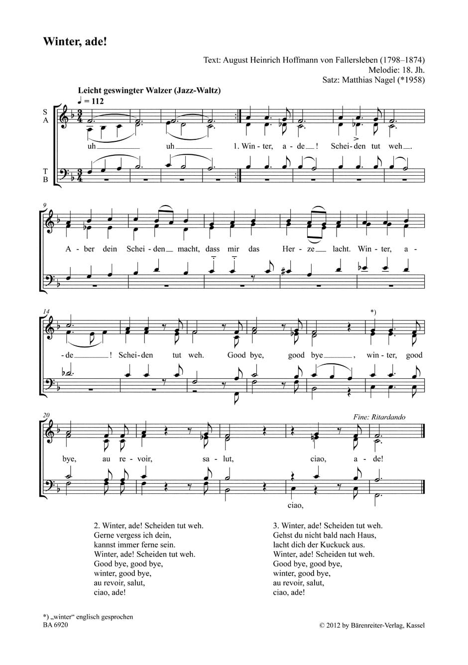Chorbuch Unsere Volkslieder -Die 50 schoensten Lieder-