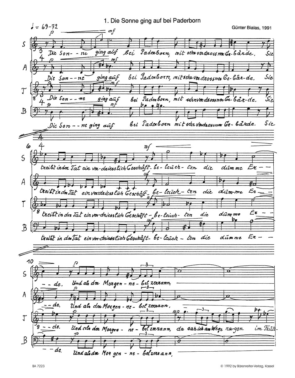 Bialas, Günter: fünf Chorlieder nach Gedichten von Heinrich Heine (1991)