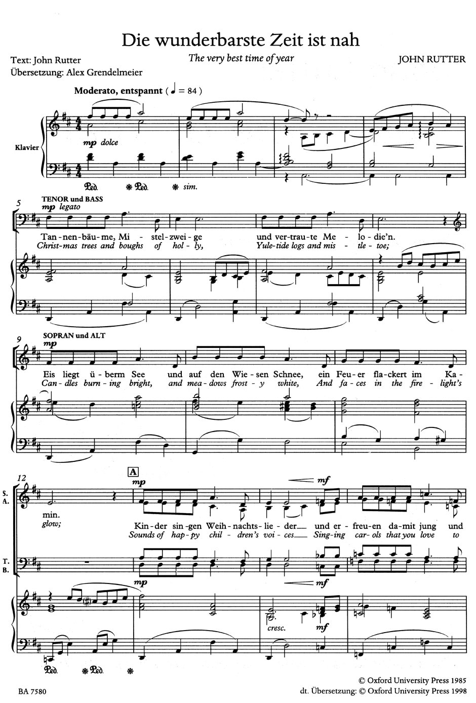 Rutter, John: Best Time of Year -Weihnachtslieder für Mixed Choir mit Klavier/Orgel-