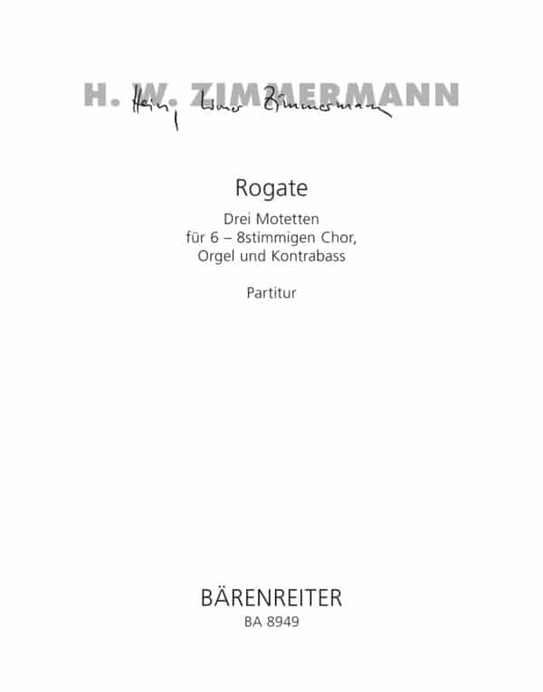 Zimmermann, Heinz Werner: Rogate -drei Motetten- Partitur/Studiepartitur