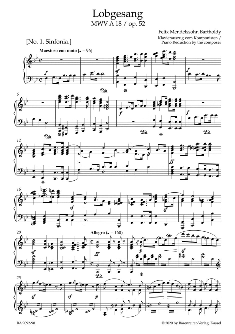 Mendelssohn Bartholdy, Felix: Lobgesang / Hymn of Praise op. 52 MWV A 18 -A Symphony-Cantata after Texts from the Holy Scriptures- Mendelssohn Bartholdy, Felix: Lobgesang / Hymn of Praise op. 52 MWV A 18 -A Symphony-Cantata after Texts from the Holy Scriptures- noter-sång-klaverutdrag