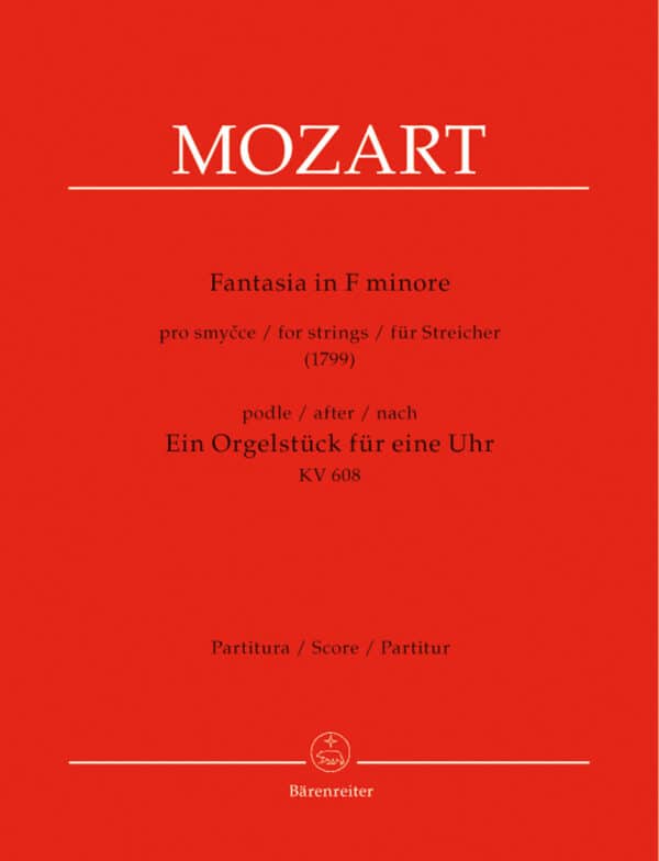 Mozart, Wolfgang Amadeus: fantasie für Streicher f-Moll (1799) (nach ”Ein Orgelstück für eine Uhr KV 608”) Partitur/Studiepartitur