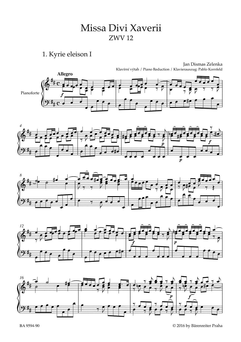 Zelenka, Jan Dismas: Missa Divi Xaverii ZWV 12