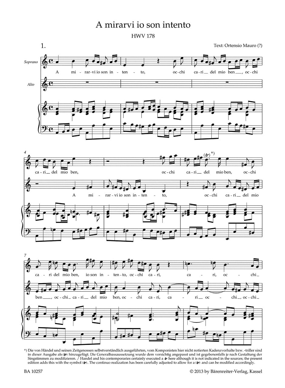 Handel, George Frideric: Chambers Duets for Soprano, Contralto and Basso continuo HWV 178, 181, 185, 186, 190, 197