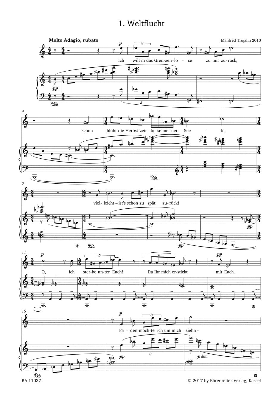 Trojahn, Manfred: An die Entfernte (2007/2014) -Seven lieder for high voice and piano after poems by Johann Wolfgang von Goethe- (nach Gedichten von Johann Wolfgang von Goethe) Trojahn, Manfred: An die Entfernte (2007/2014) -Seven lieder for high voice and piano after poems by Johann Wolfgang von Goethe- (nach Gedichten von Johann Wolfgang von Goethe) Sång - klassisk sång