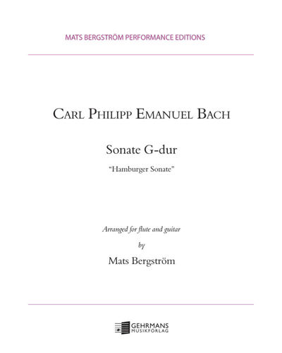 Bach, Carl Philipp Emanuel: Sonate G-dur ”Hamburger Sonate” för flöjt och gitarr Noter