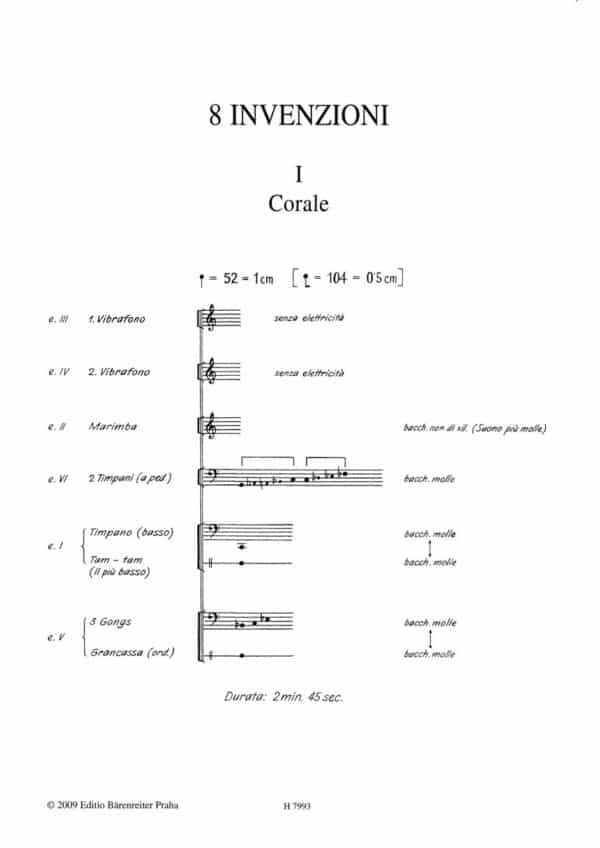 Kabelác, Miloslav: 8 Invenzioni op. 45 -per strumenti a percussione- Partitur/Studiepartitur
