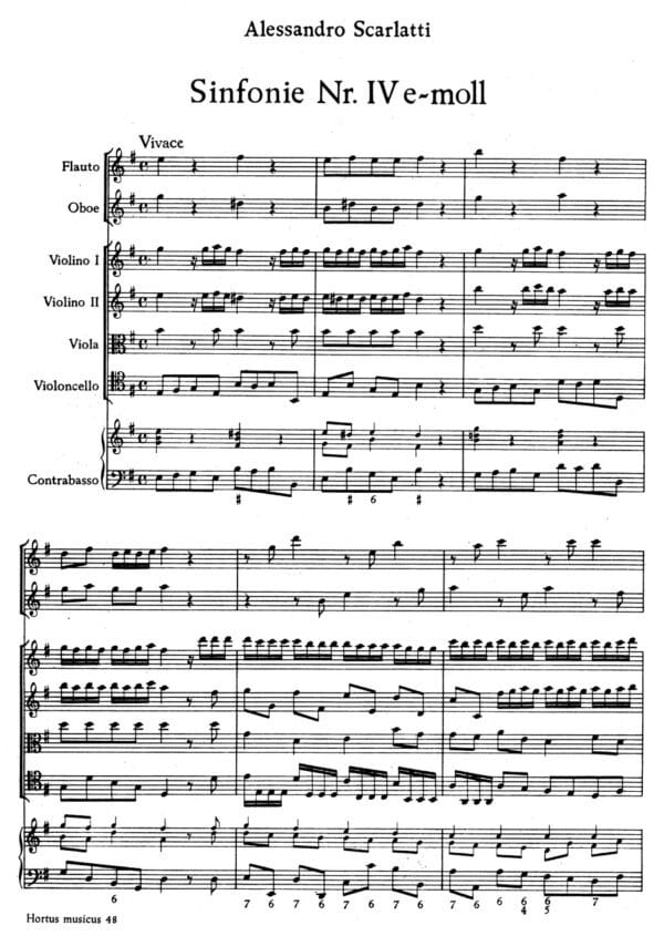 Scarlatti, Alessandro: Sinfonia Nr. 4 e-Moll Partitur/Studiepartitur