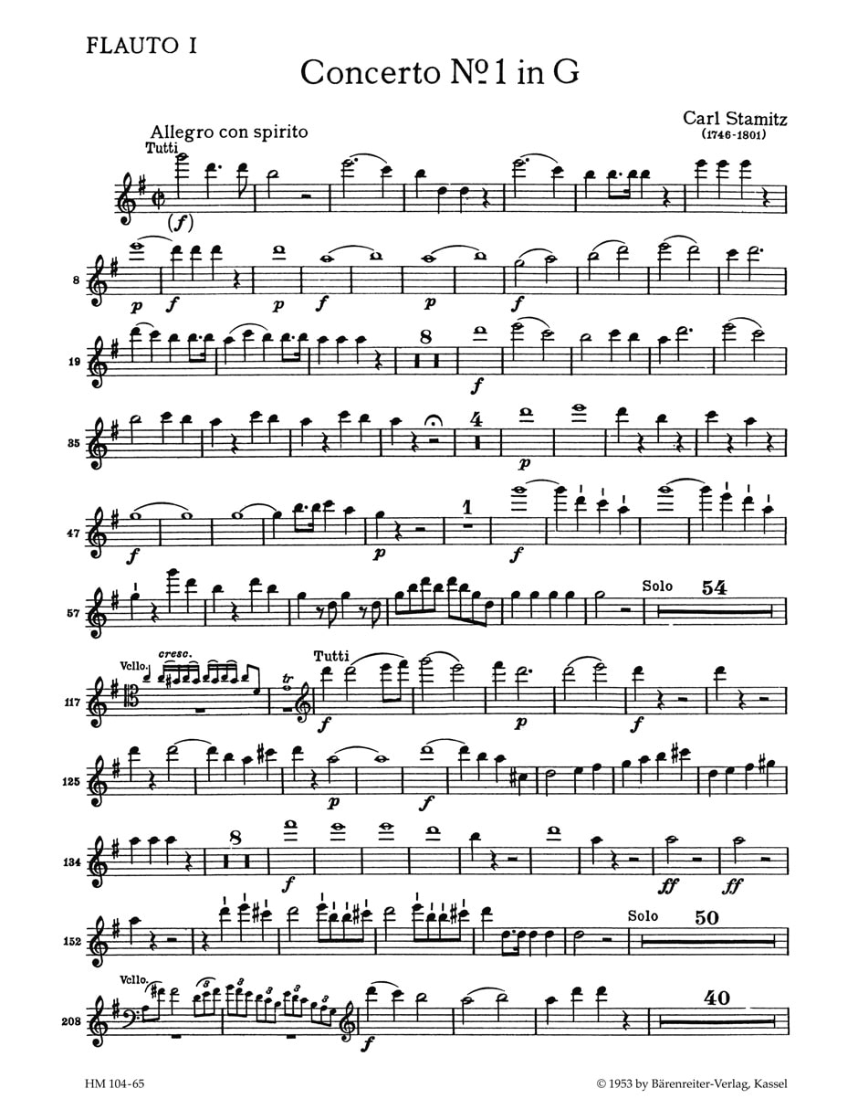 Stamitz, Carl: Konzert für Violoncello und Orchester Nr. 1 G-Dur