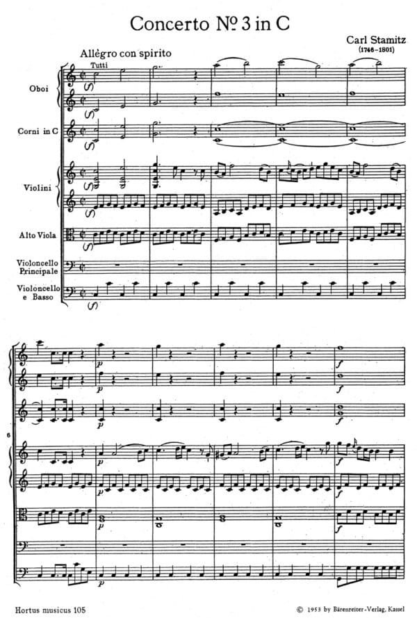 Stamitz, Carl: Konzert für Violoncello und Orchester Nr. 3 C-Dur Partitur/Studiepartitur