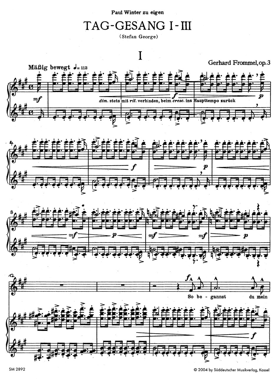 Frommel, Gerhard: Sämtliche Lieder mit Klavierbegleitung, Band I -tiefe und mittlere Stimme-